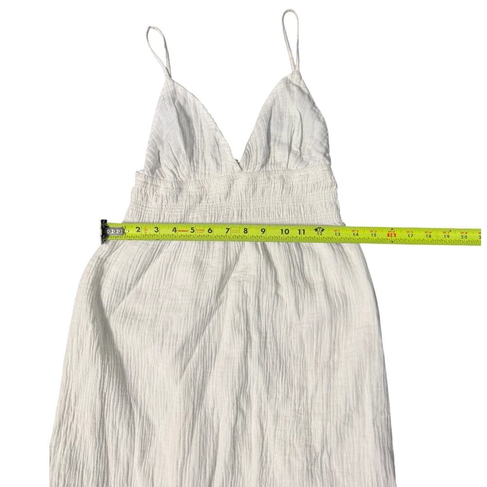 Sim & Sam White Cotton Dress Medium V-Neck Open Back Boho Cottagecore Summer - Picture 7 of 15